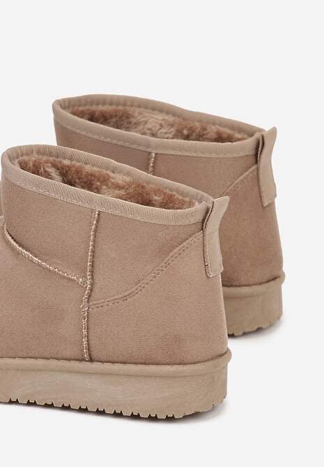 Ciemnobeżowe Śniegowce z Niską Cholewką Retira