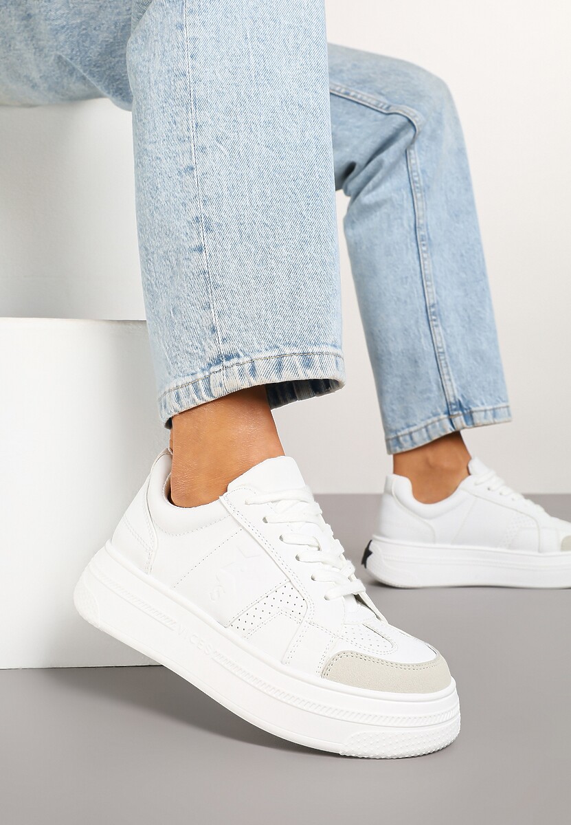 Białe Sneakersy Vices na Platformie z Gwiazdką Fenarra