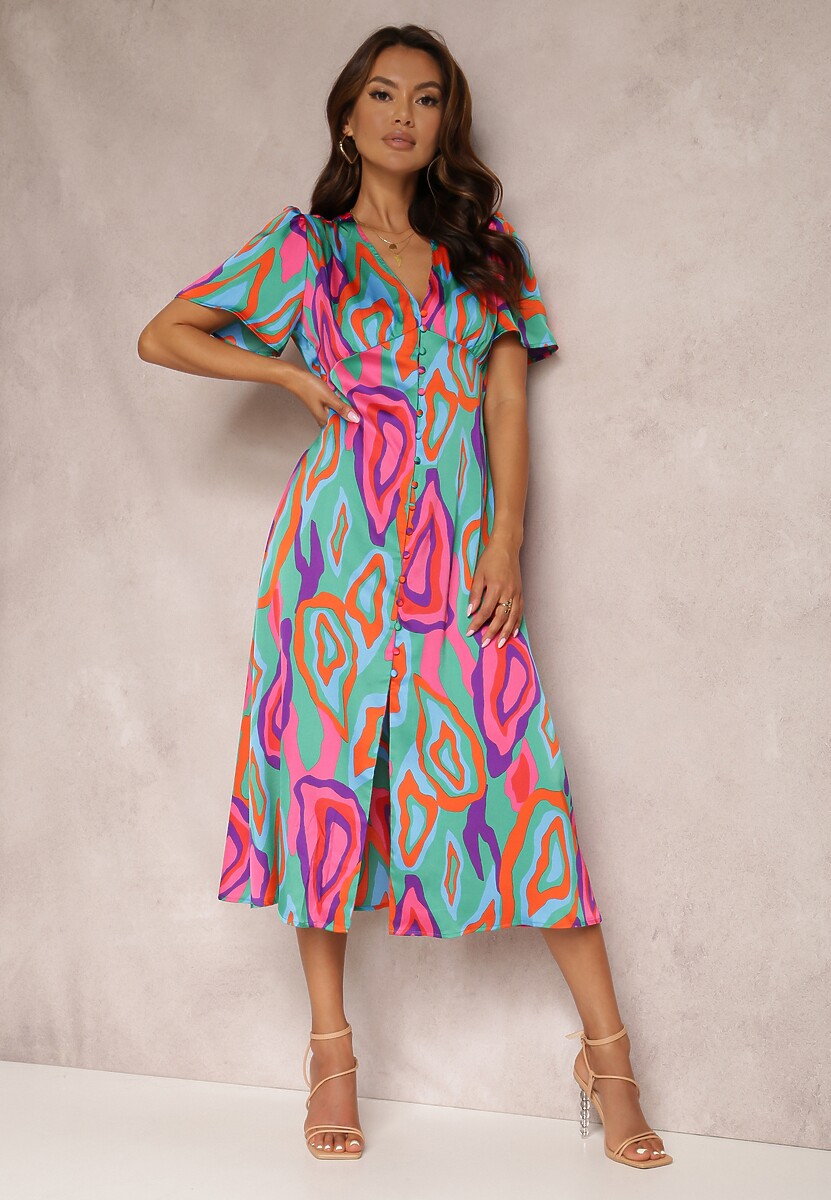 Zielono-Różowa Sukienka Eudathe