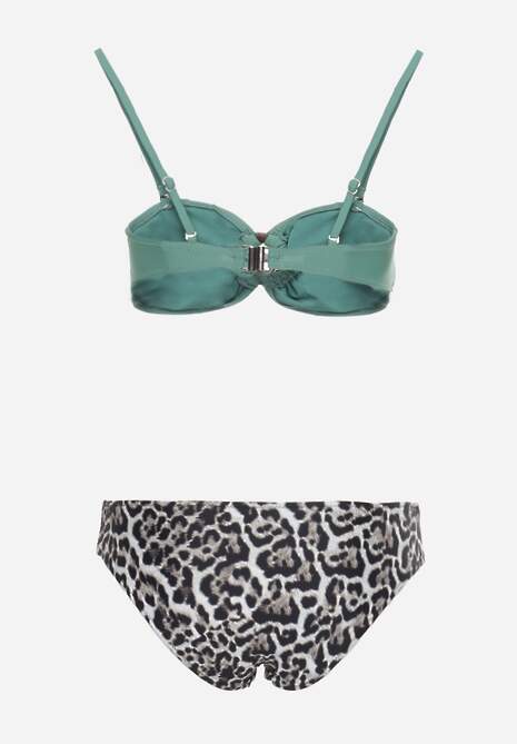 Ciemnozielone Bikini w Panterkę na Cienkich Ramiączkach Naiahes