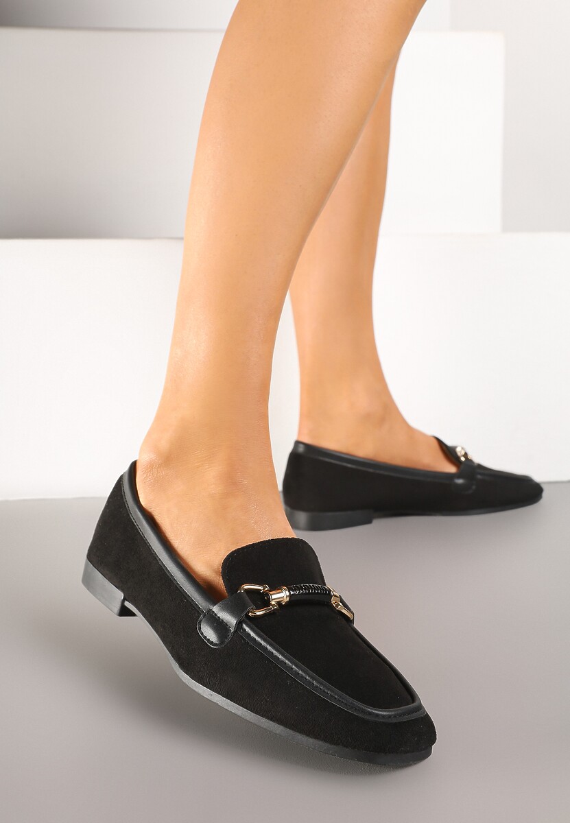 Czarne Mokasyny w Stylu Klasycznych Loafersów Effena