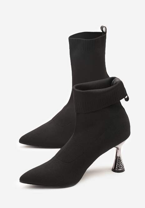 Czarne Wsuwane Botki Vices na Klepsydrzez Cyrkoniami Ashirria