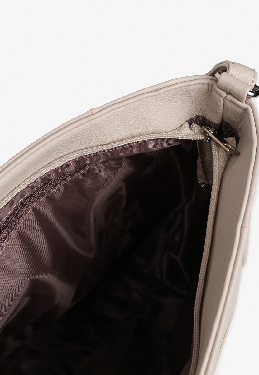 Jasnobeżowa Torebka na Ramię z Ozdobnym Tłoczeniem Nanelven