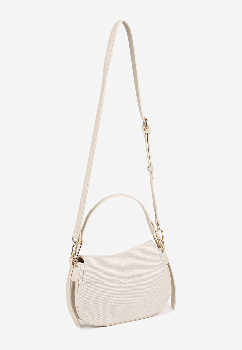 Beżowa Torebka z Paskiem i Rączką Zapinana na Klapę Zolnelis