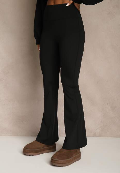 Czarne Legginsy Dzwony High Waist Korivienne