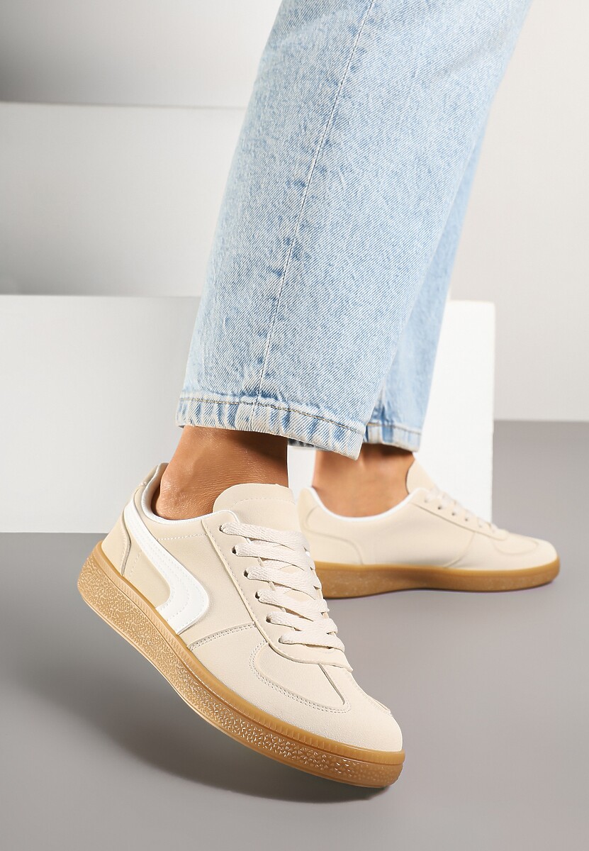 Beżowe Casualowe Sneakersy Typu Kultowe Tenisówki Ablerri