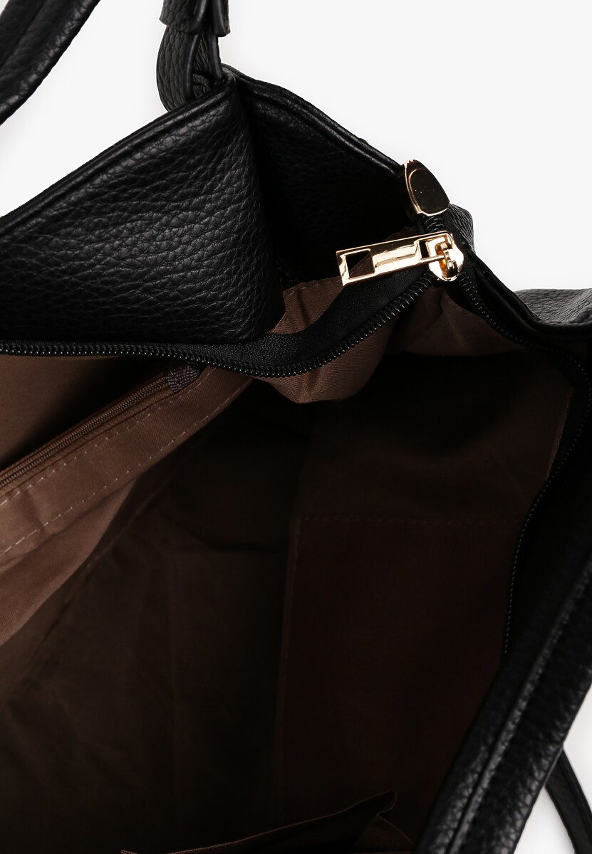 Czarna Duża Torebka na Ramię z Regulowanym Dodatkowym Paskiem Zemeriana