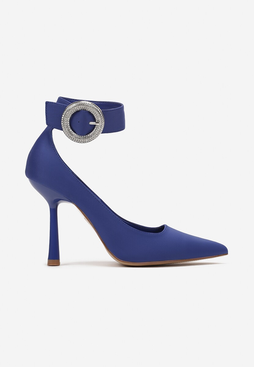 Niebieskie Szpilki z Klamrą w Cyrkonie Luksane