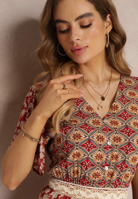 Bordowa Sukienka Rozkloszowana Maxi z Wiskozy Ophitria