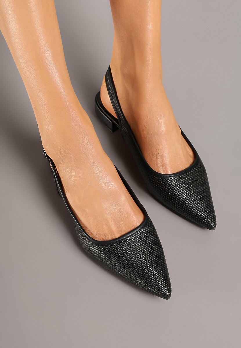 Czarne Sandały Typu Slingback z Plecionki z Rafii Neolavia