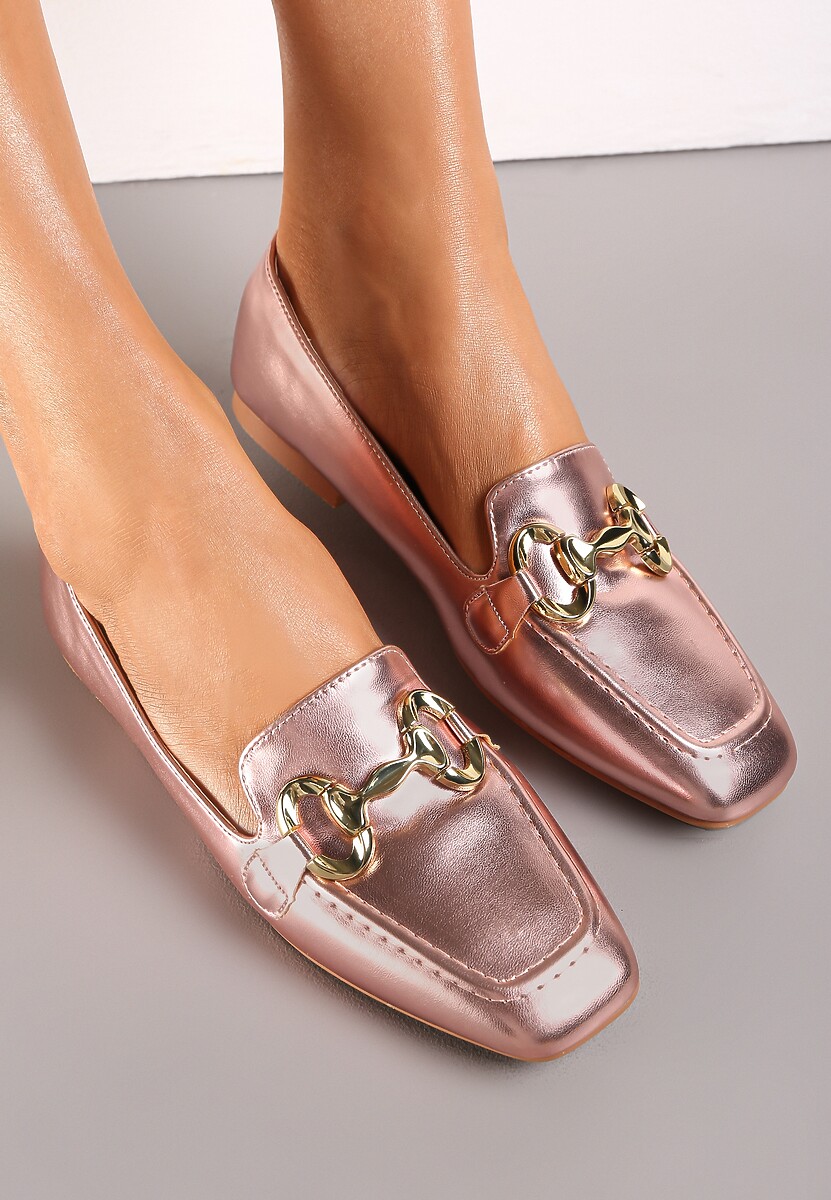 Różowe Mokasyny z Klamrą i Kwadratowym Noskiem Jacelin
