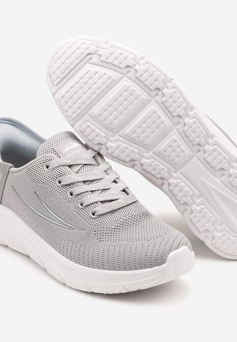 Szaro-Niebieskie Buty Sportowe Sneakersy z Ozdobnym Tłoczeniem i Napisami Nolnelia
