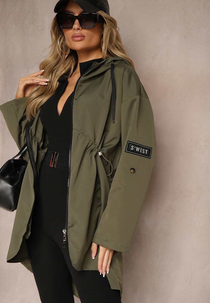 Czarna Kurtka Oversize Wiatrówka Ceshela