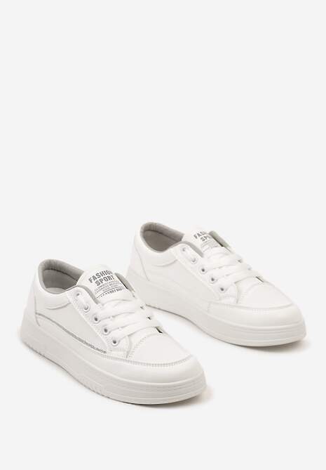 Biało-Szare Sneakersy z Brokatową Lamówką Pianissa