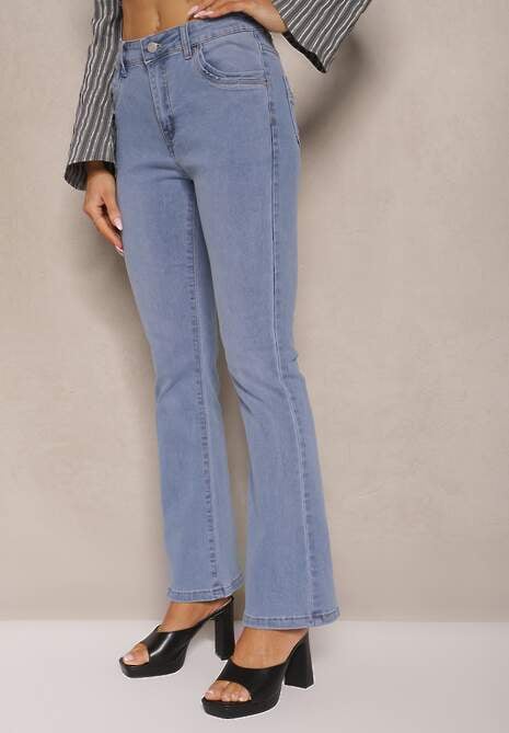 Niebieskie Dzwony Jeansy High Waist Mevellea