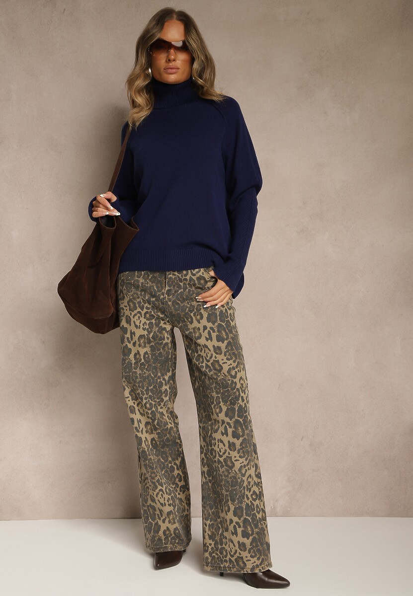 Granatowy Golf z Domieszką Kaszmiru o Prostym Kroju Zoirsova