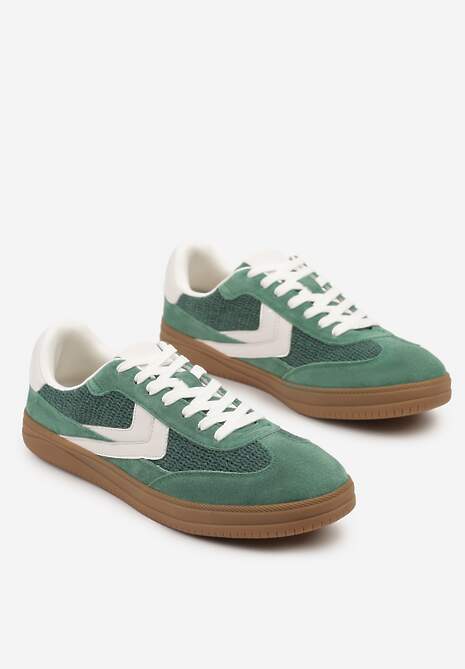 Zielone Sneakersy ze Skóry Naturalnej w Stylu Kultowych Tenisówek Faloretia