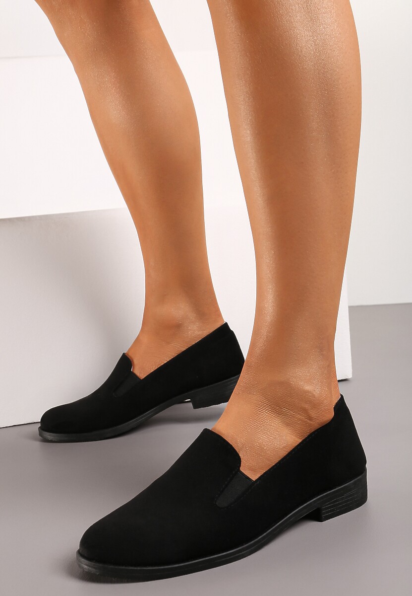 Czarne Eleganckie Mokasyny z Ekozamszu Wiallara