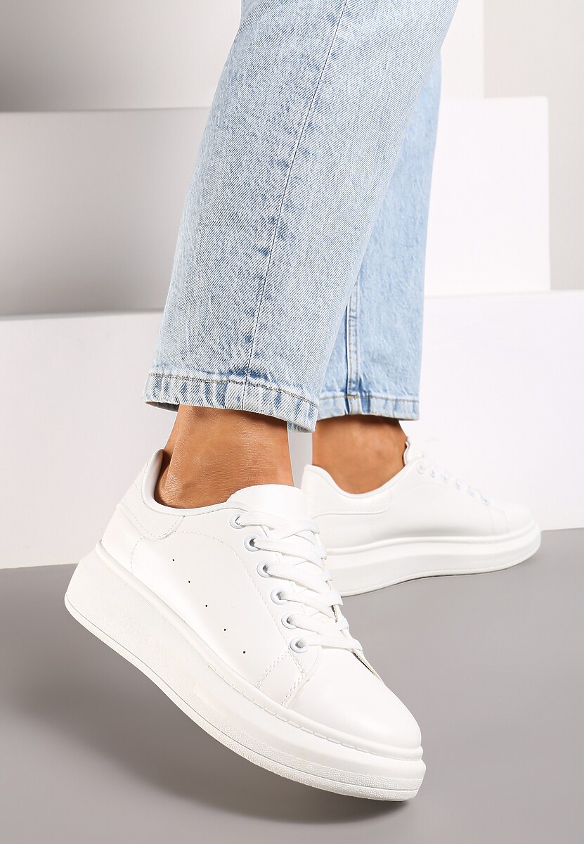 Białe Sneakersy na Niskiej Platformie w Klasycznym Stylu Lucid Dream