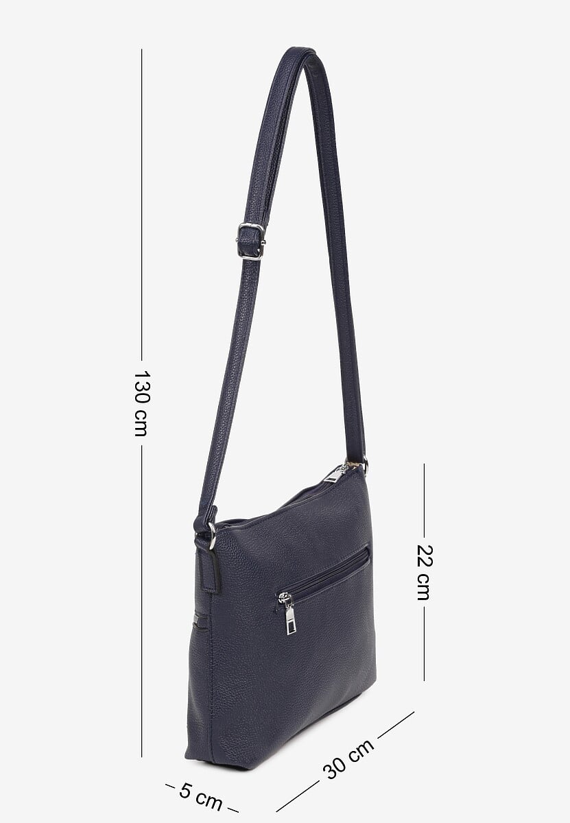 Granatowa Torebka z Suwakami na Regulowanym Pasku Malovia