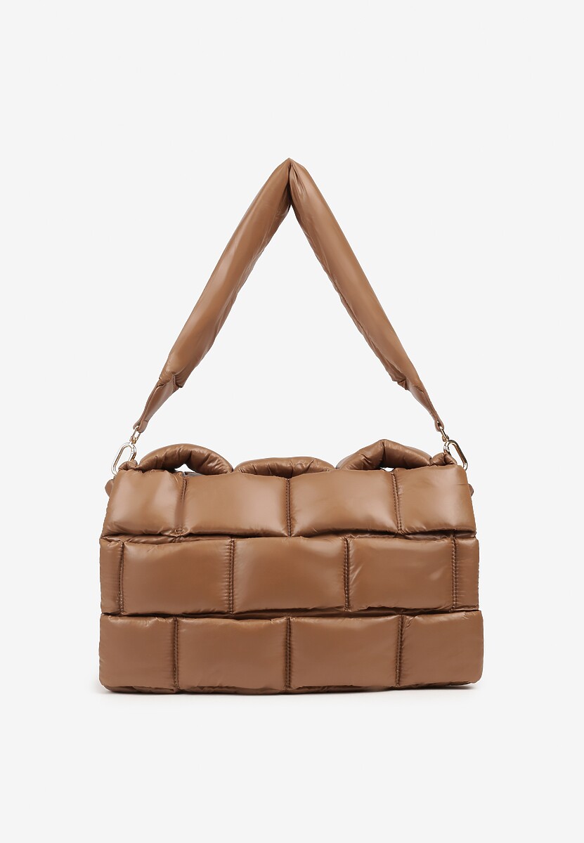 Beżowa Torebka na Ramię Typu Puffer Bag Norriva