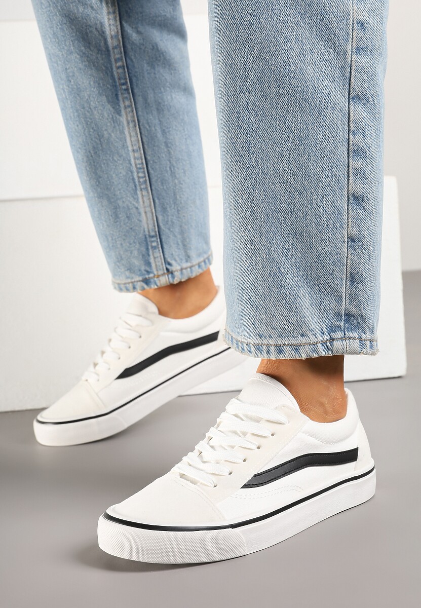 Biało-Czarne Tenisówki z Boczną Naszywką Simeris