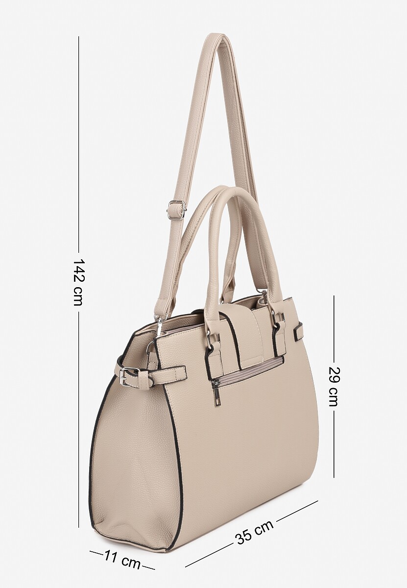 Szara  Torebka Ozdobiona Klapą i Metaliczną Wstawką Jonavia