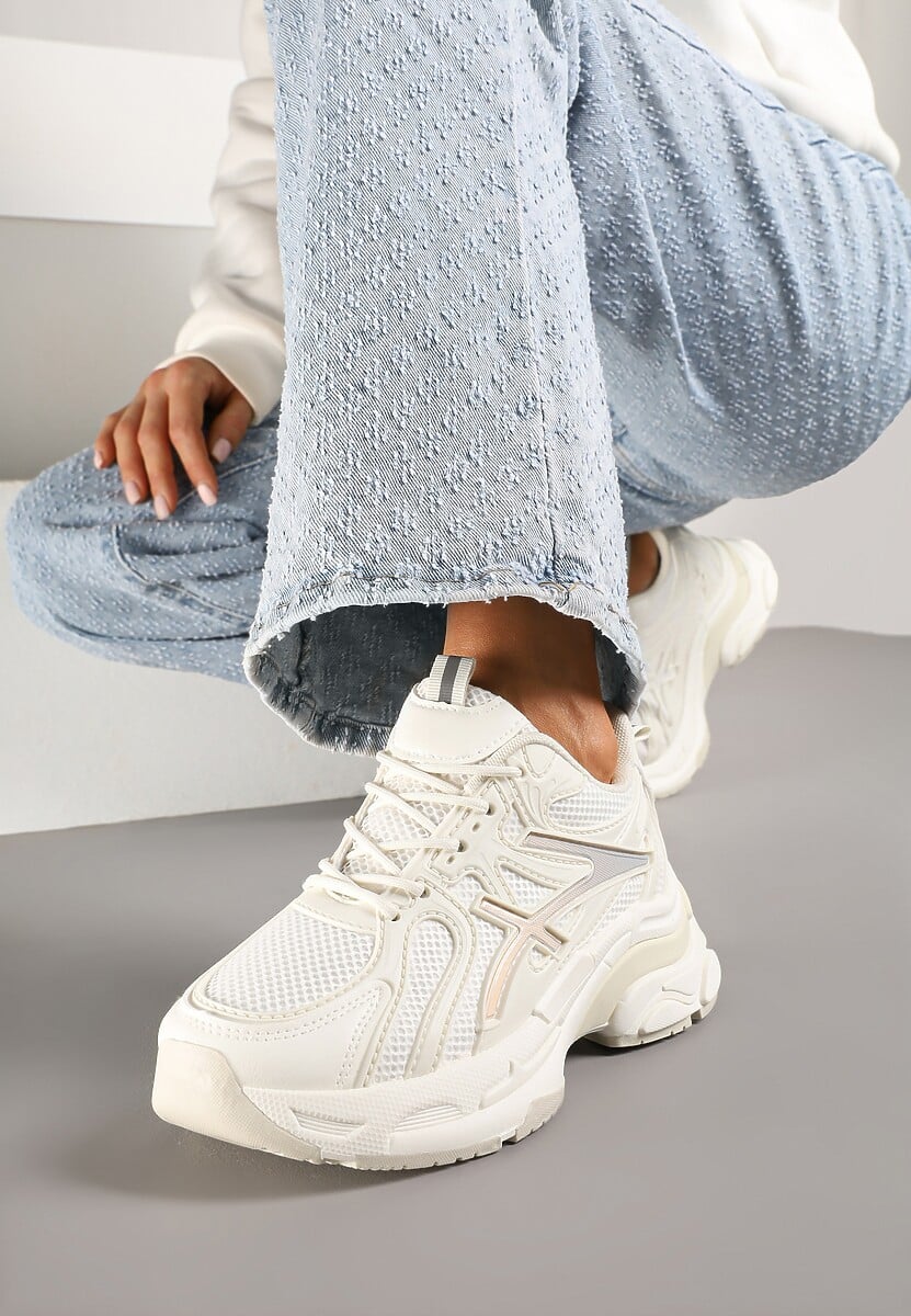 Czarne Sneakersy na Platformie z Geometrycznym Wzorem Farissa