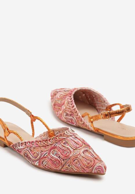 Pomarańczowe Sandały Slingback Vices z Metalicznymi Zdobieniami Janavie