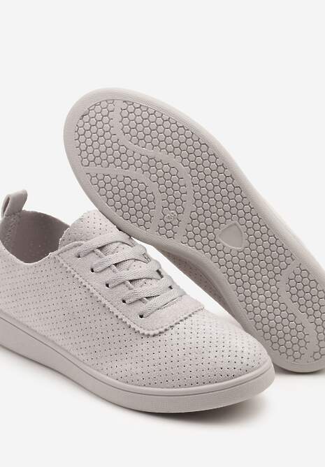 Szare Tenisówki z Perforowaną Cholewką Ellivene