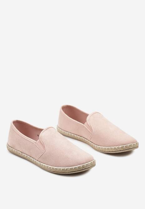 Różowe Wsuwane Tenisówki Espadryle z Plecioną Podeszwą Elladia