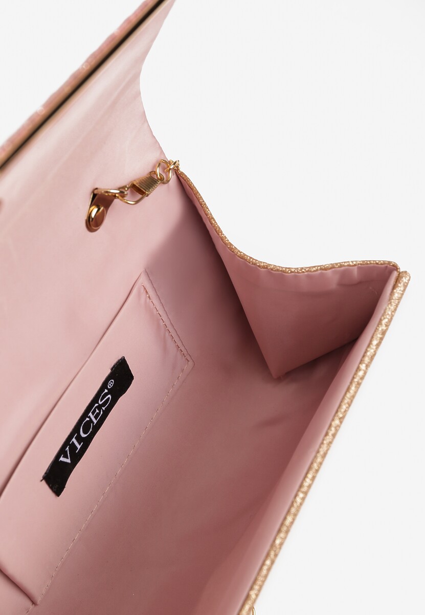 Szampańska Torebka Kopertówka Ozdobiona Tłoczeniem i Brokatem Delatira