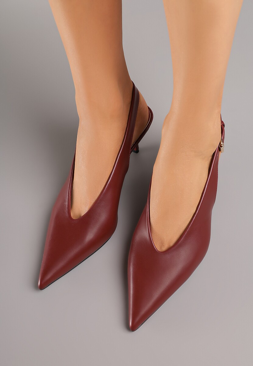 Bordowe Czółenka Typu Slingback na Szpilce Latinea