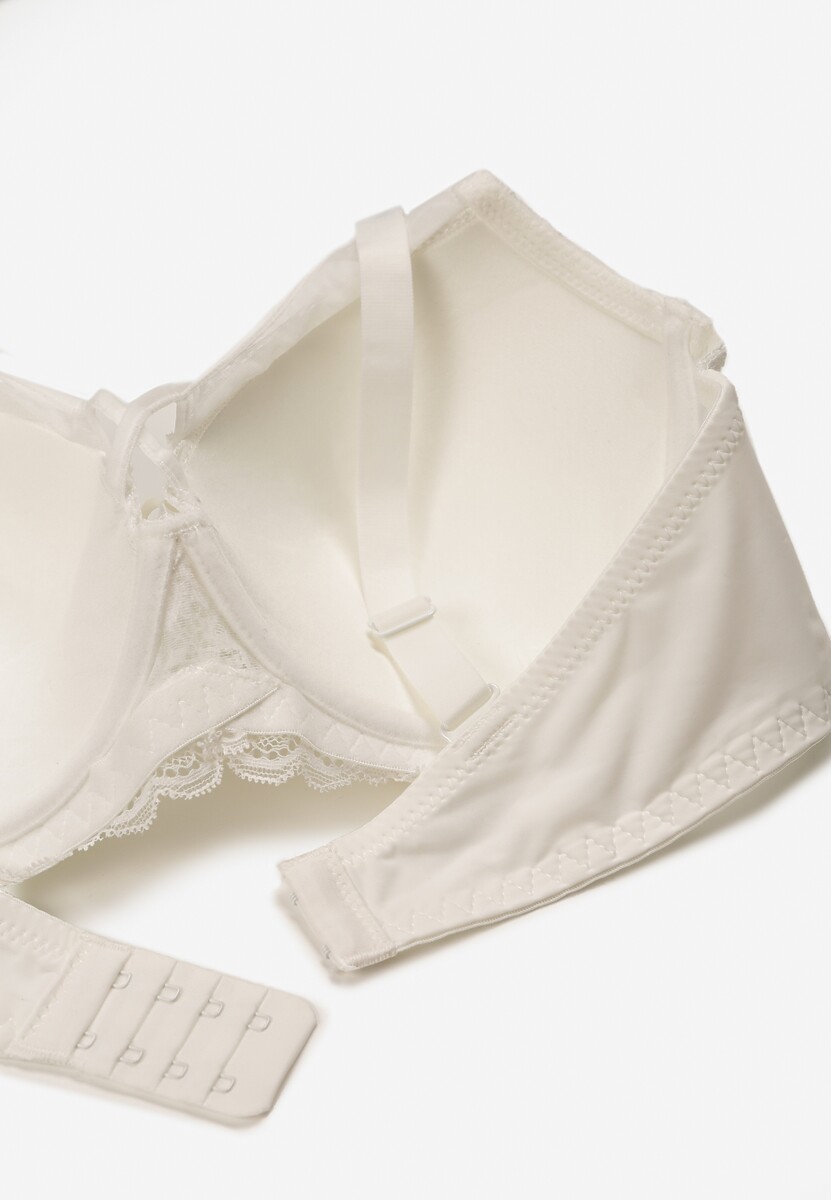 Jasnobeżowy Koronkowy Biustonosz o Fasonie Full Cup z Regulacją Ramiączek Seleia