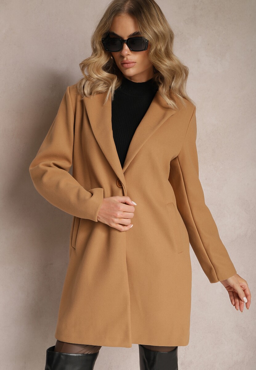 Beżowy Płaszcz Jednorzędowy Bulah