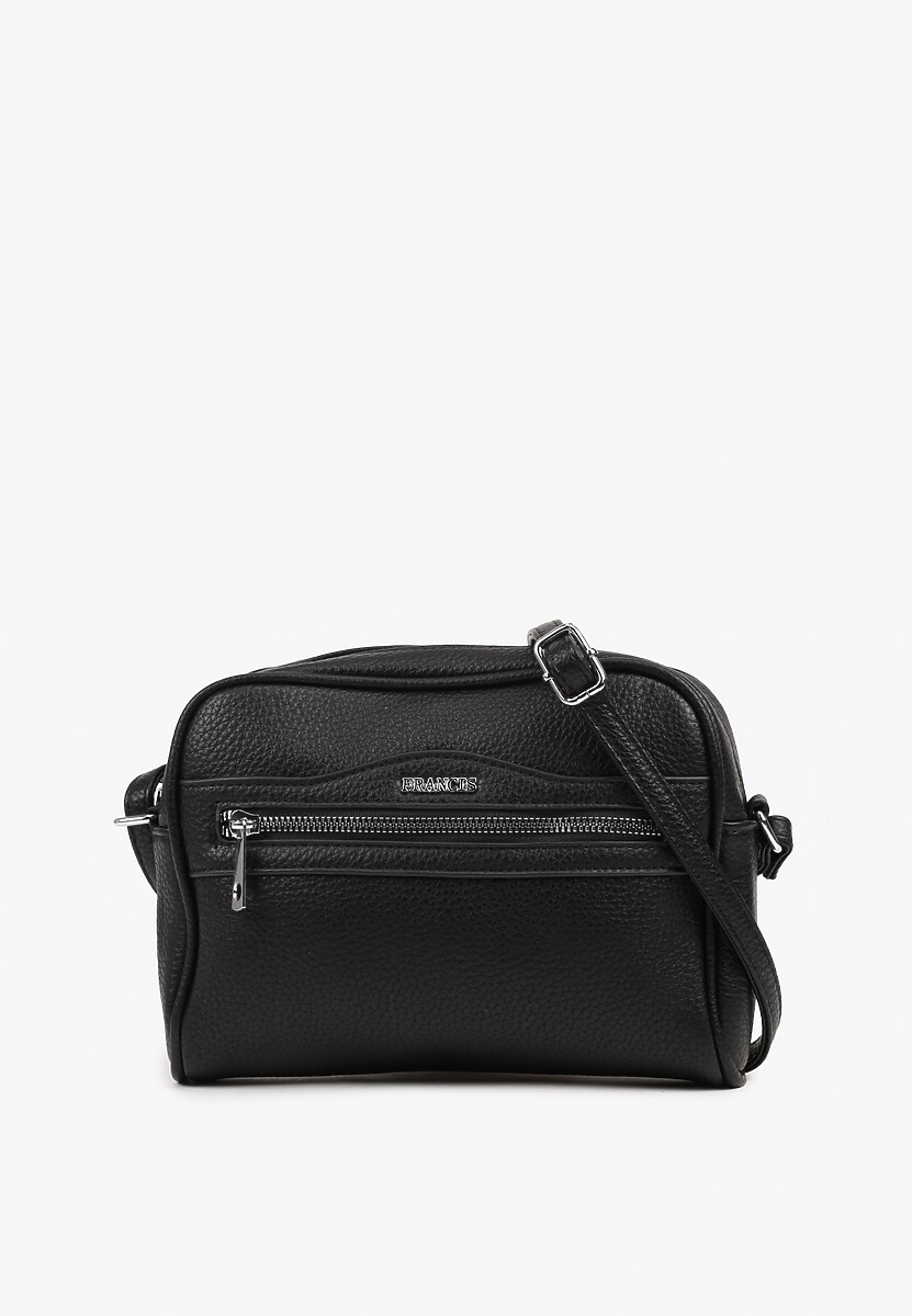 Czarna Torebka Listonoszka z Metalicznym Napisem Nilofae