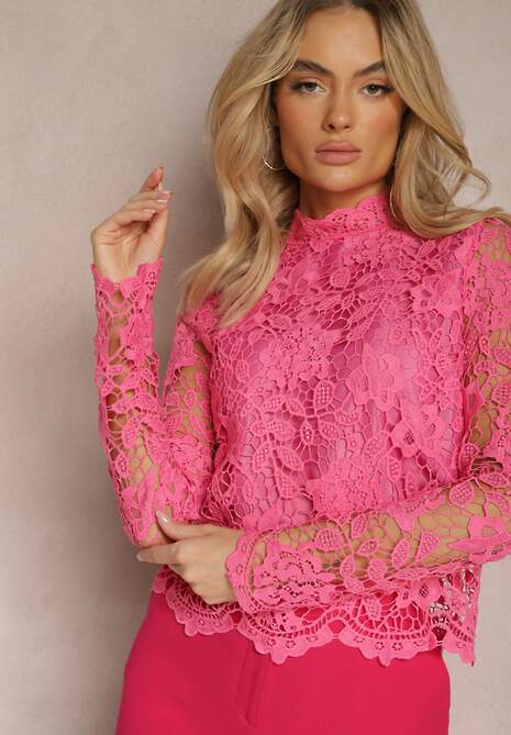 Fuksjowa Bluzka Koronkowa Rissanen