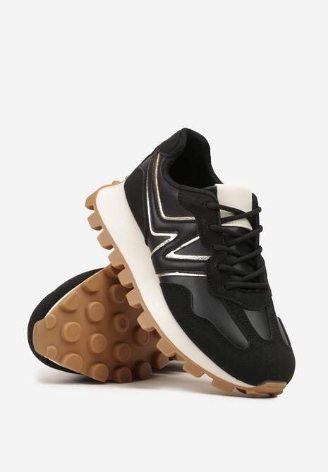 Czarne Sneakersy Ozdobione Geometrycznym Motywem Annerie