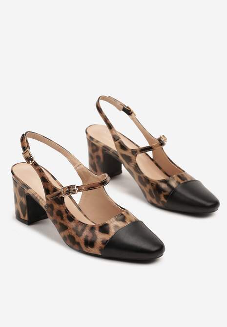 Panterkowe Sandały na Słupku Slingback Ozdobione Paskiem Divolia