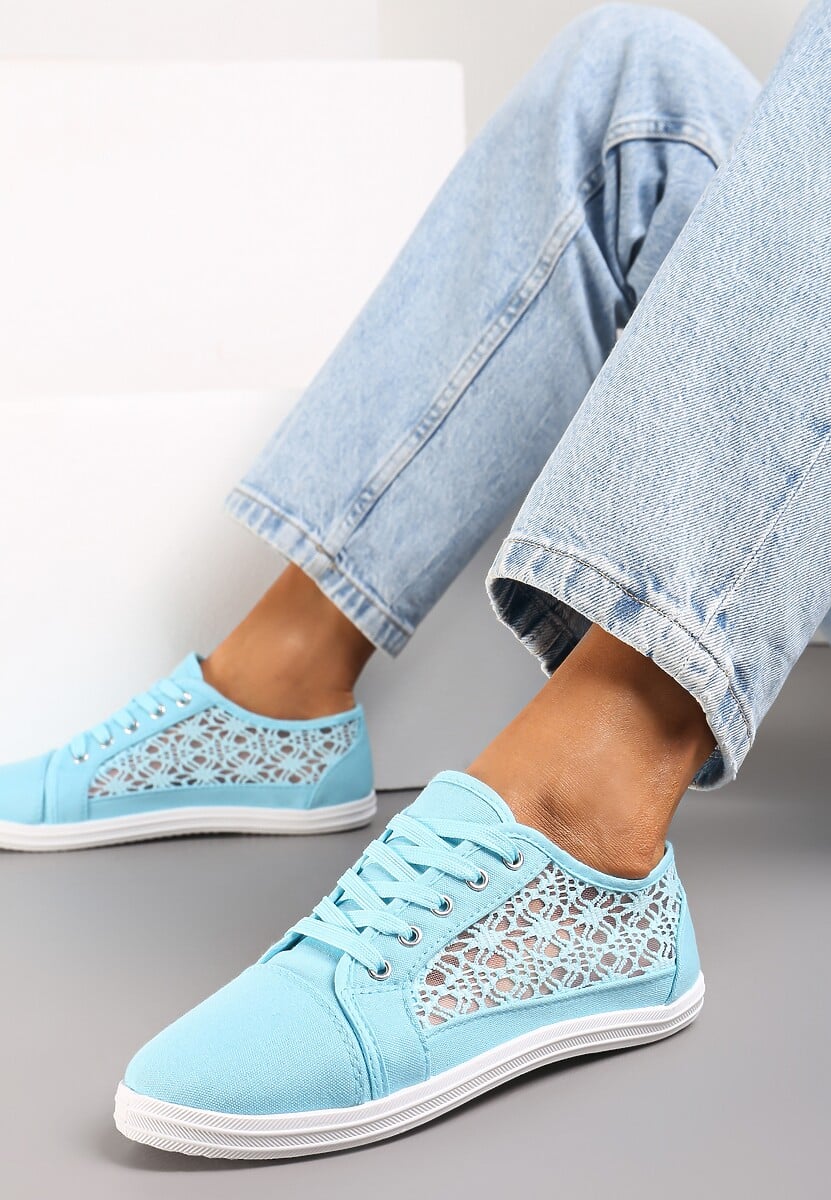 Niebieskie Tenisówki z Ażurowymi Wstawkami Po Bokach Salessa
