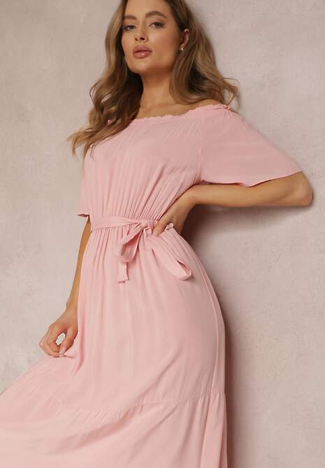 Jasnoróżowa Sukienka z Wiskozy Phoebiolea