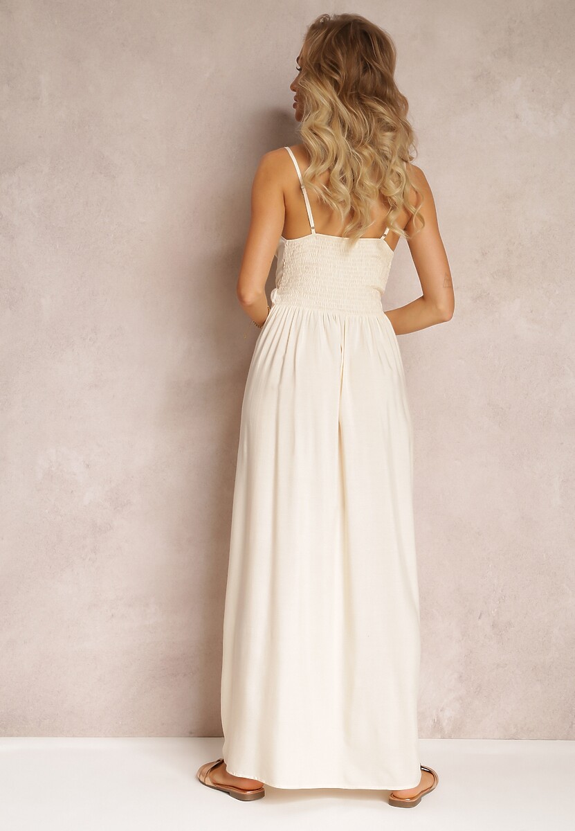 Beżowa Sukienka z Wiskozy Anomaria