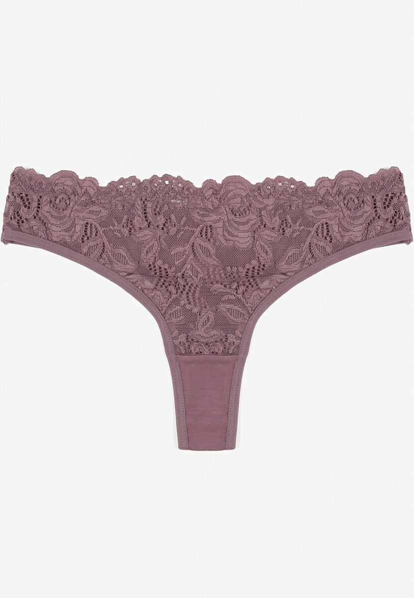 Czerwone Bawełniane Majtki Stringi z Koronką Ilwedana