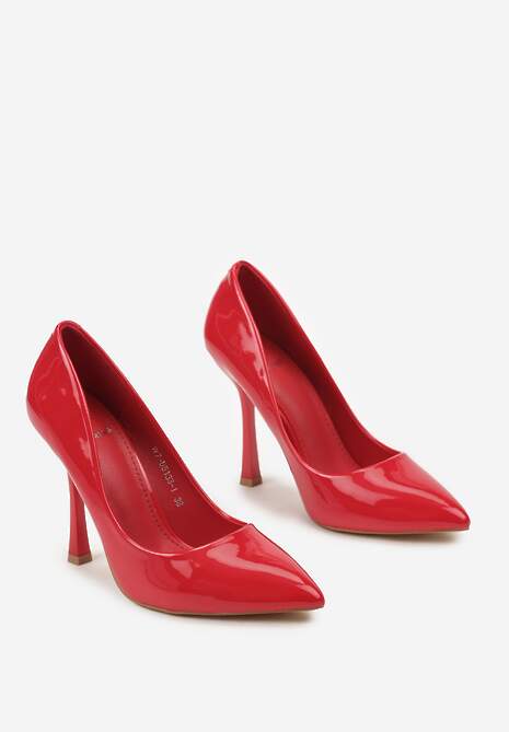 Czerwone Klasyczne Szpilki Lakierowane Glema