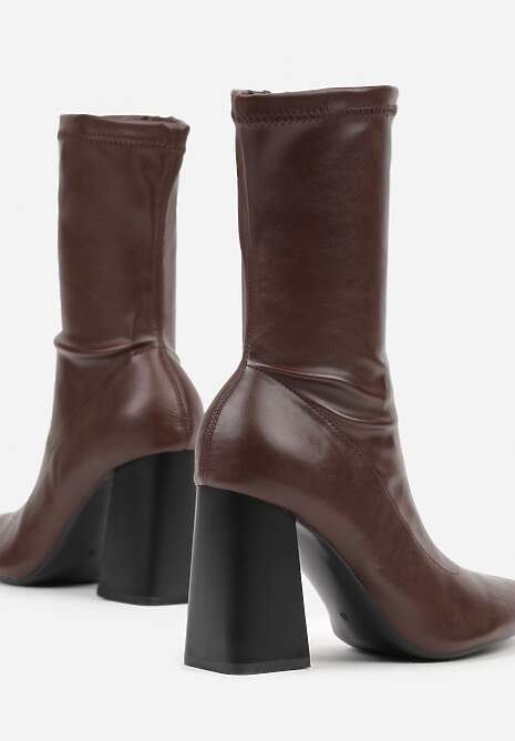 Brązowe Przylegające Botki Vices na Słupkowym Obcasie Nevitte