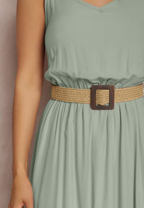 Zielona Sukienka z Paskiem Auxonia