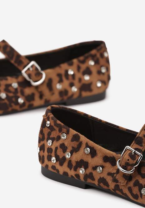 Panterkowe Balerinki Vices w Stylu Mary Jane z Ćwiekami i Skórzaną Wkładką Riladora