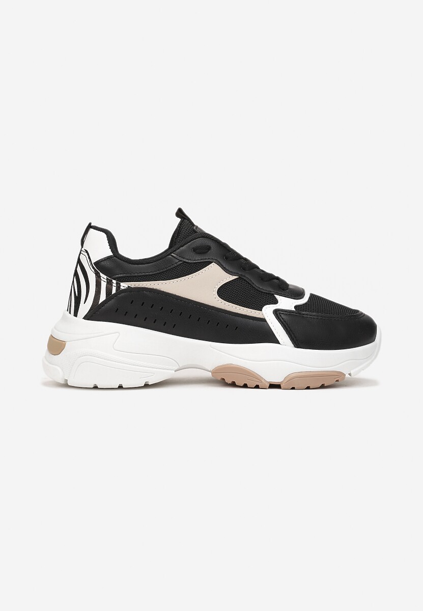 Czarne Sneakersy na Grubej Podeszwie z Cholewką przed Kostkę i Perforacją Obethy