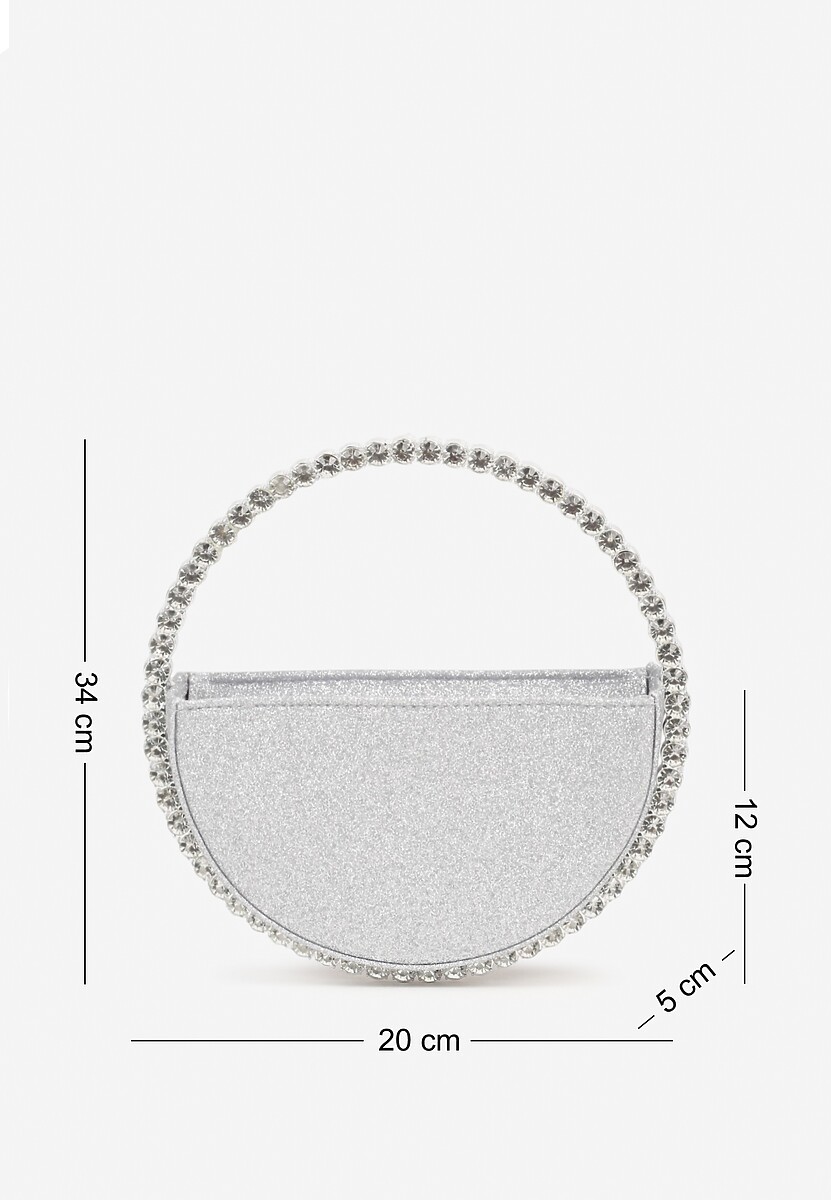 Czarna Okrągła Torebka Koktajlowa Ozdobiona Cyrkoniami i Brokatem Fesimala