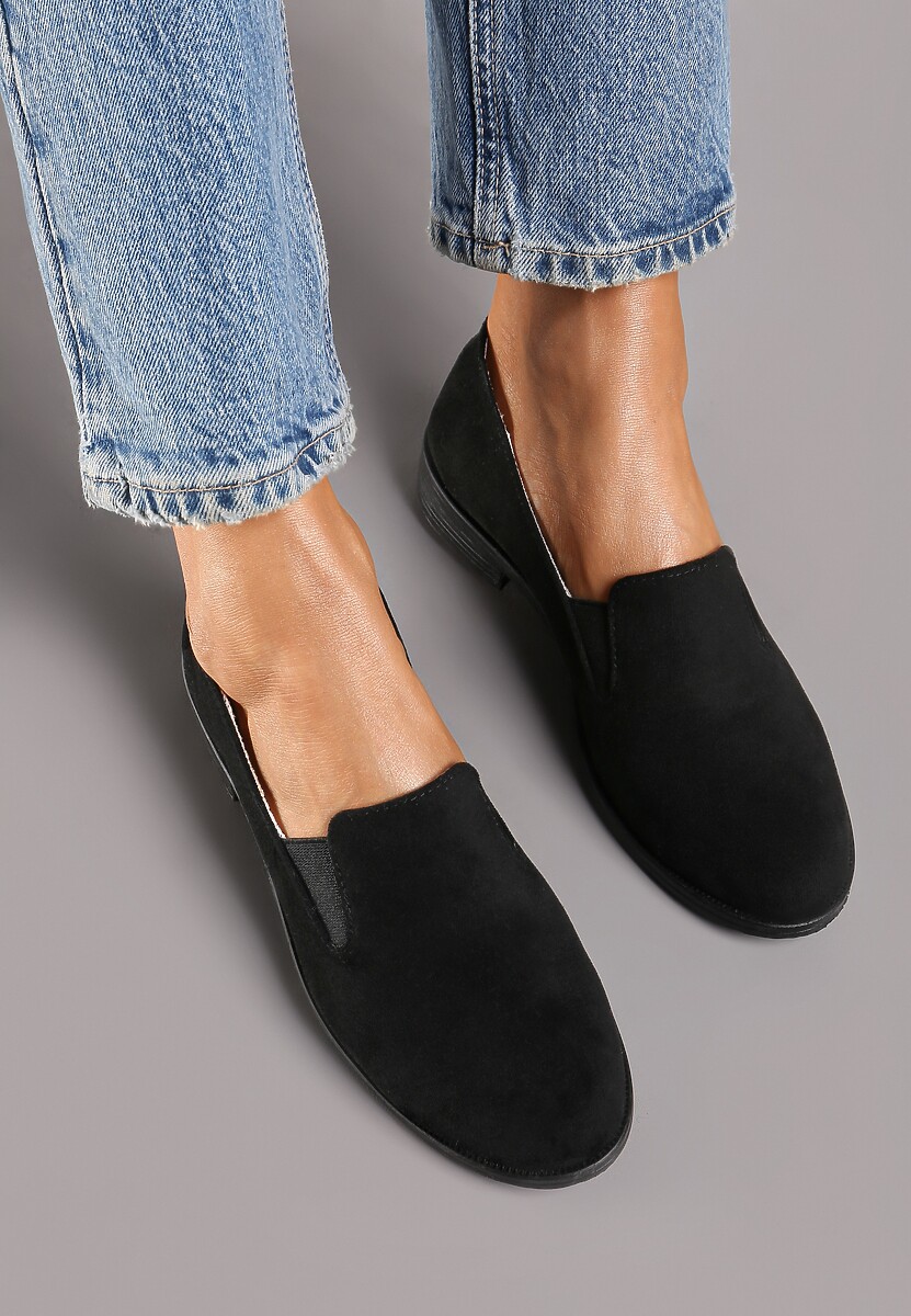 Czarne Eleganckie Mokasyny z Ekozamszu Wiallara